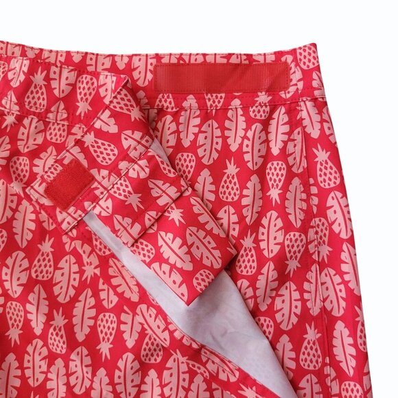 Rip Skirt Hawaii Womens L Wrap Skirt‎ Length 2 Cover Up Red Pink Pineapple - Picture 2 of 6